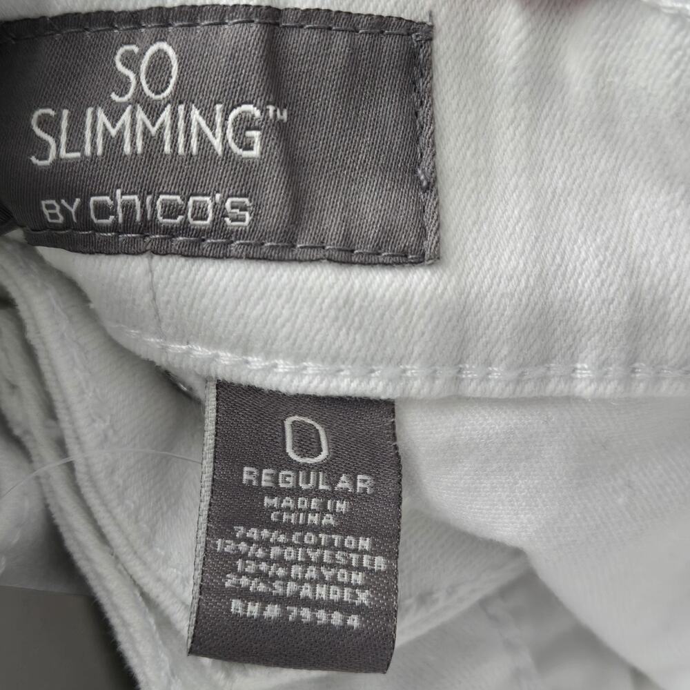 Chico’s So Slimming Slim Straight Leg Jeans White Stretch 0 Size 4 Small NWT - Picture 5 of 12
